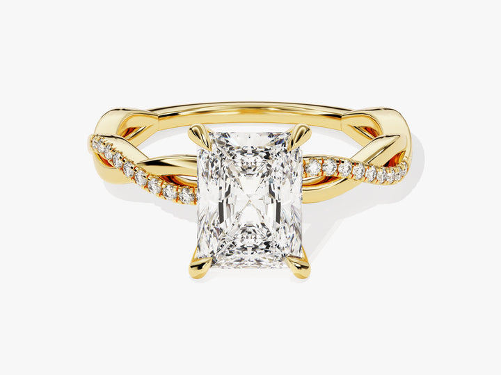 2.0CT Radiant Twisted Lab Grown Diamond Pave Engagement Ring For Women