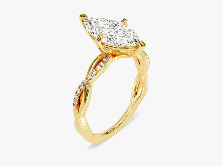2.0CT Marquise Cut Twisted Diamond Lab Grown Pave Engagement Ring For Women