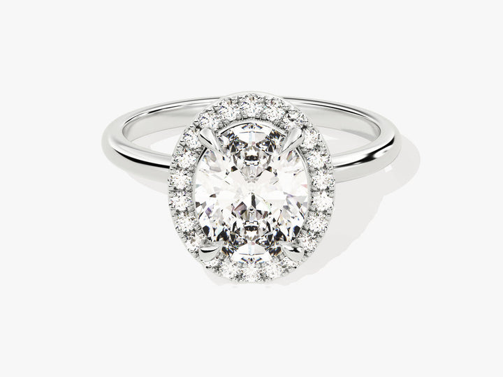 2.0CT Oval Cut Halo Diamond Lab Grown Engagement Ring For Her
