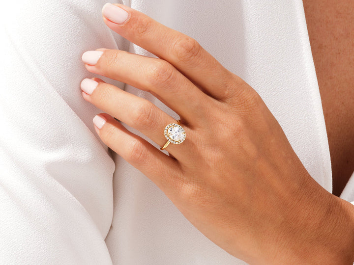 2.0CT Oval Cut Halo Diamond Lab Grown Engagement Ring For Her