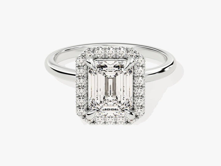 2.0CT Emerald Lab Grown Diamond Halo Engagement Ring For Women