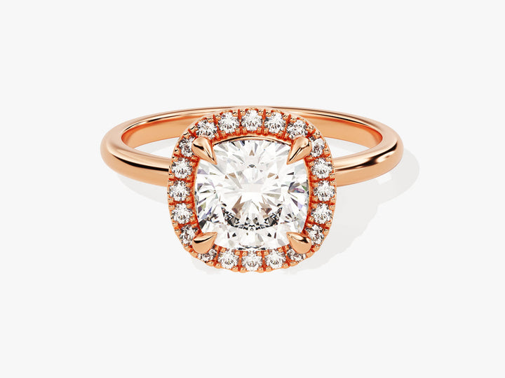 2.0CT Cushion Cut Halo Lab Grown Diamond Engagement Ring For Her