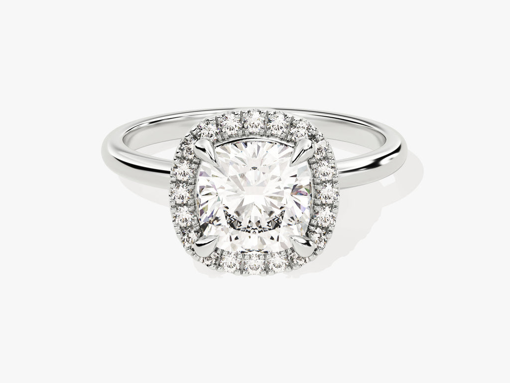 2.0CT Cushion Cut Halo Lab Grown Diamond Engagement Ring For Her