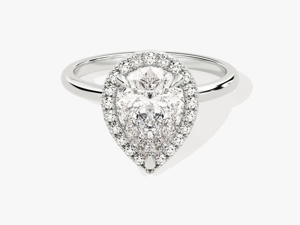 2.0CT Pear Cut Halo Lab Grown Diamond Engagement Ring For Her