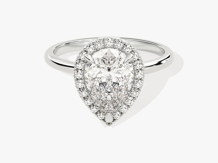 2.0CT Pear Cut Halo Lab Grown Diamond Engagement Ring For Her