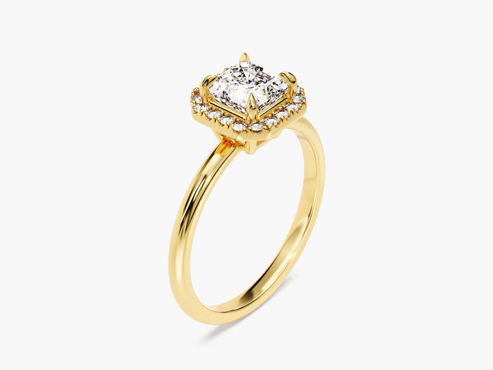 1.0CT Asscher Cut Halo Lab Grown Diamond Engagement Ring Maximalist Wedding Ring