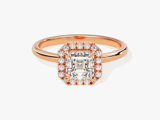 1.0CT Asscher Cut Halo Lab Grown Diamond Engagement Ring Maximalist Wedding Ring