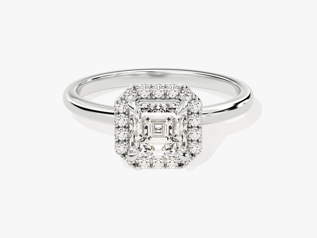 1.0CT Asscher Cut Halo Lab Grown Diamond Engagement Ring Maximalist Wedding Ring