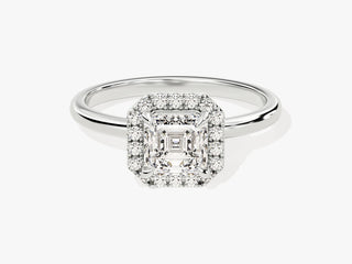 1.0CT Asscher Cut Halo Lab Grown Diamond Engagement Ring Maximalist Wedding Ring