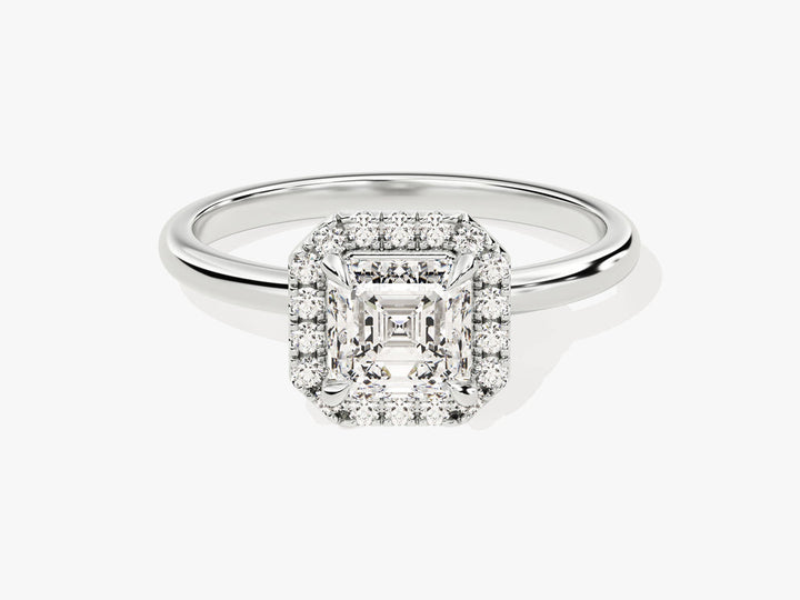 1.0CT Asscher Cut Halo Lab Grown Diamond Engagement Ring Maximalist Wedding Ring