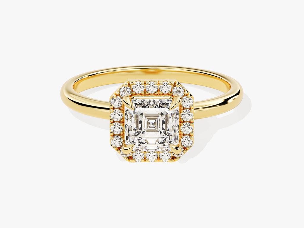 1.0CT Asscher Cut Halo Lab Grown Diamond Engagement Ring Maximalist Wedding Ring