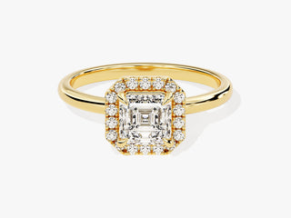 1.0CT Asscher Cut Halo Lab Grown Diamond Engagement Ring Maximalist Wedding Ring