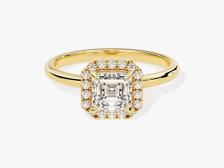 1.0CT Asscher Cut Halo Lab Grown Diamond Engagement Ring Maximalist Wedding Ring