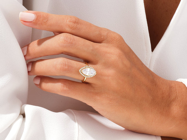 2.0CT Marquise Cut Halo Diamond Lab Grown Engagement Ring For Her
