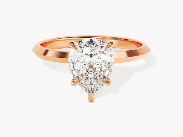 2.0CT Pear Diamond Lab Grown Knife Edge Engagement Ring For Her