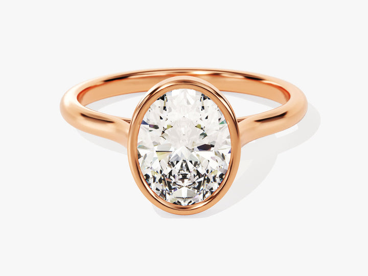 2.0CT Oval Cut Bezel Lab Grown Diamond Engagement Ring For Women