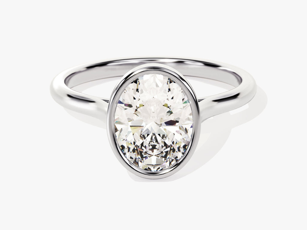 2.0CT Oval Cut Bezel Lab Grown Diamond Engagement Ring For Women