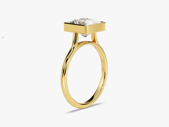 2.0CT Princess Lab Grown Diamond Bezel Engagement Ring For Women