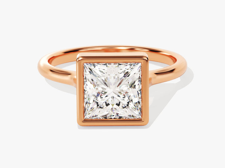 2.0CT Princess Lab Grown Diamond Bezel Engagement Ring For Women