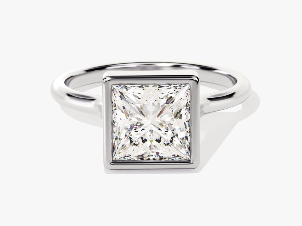 2.0CT Princess Lab Grown Diamond Bezel Engagement Ring For Women