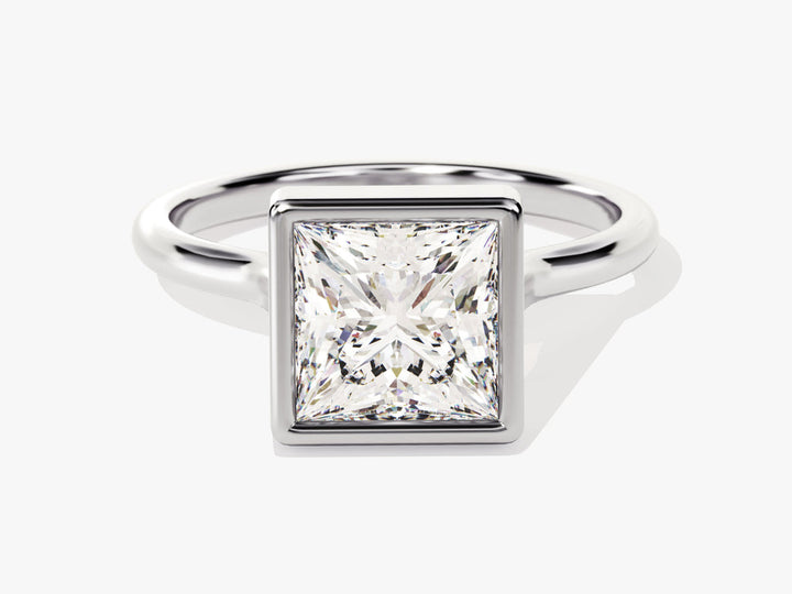 2.0CT Princess Lab Grown Diamond Bezel Engagement Ring For Women