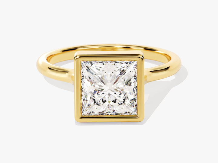 2.0CT Princess Lab Grown Diamond Bezel Engagement Ring For Women