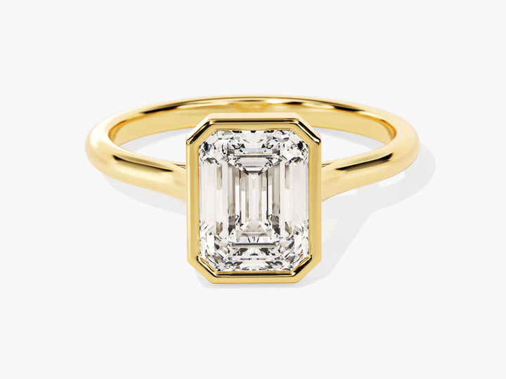 2.0CT Emerald Cut Bezel Lab Grown Diamond Engagement Ring For Her, Minimalist Wedding Ring