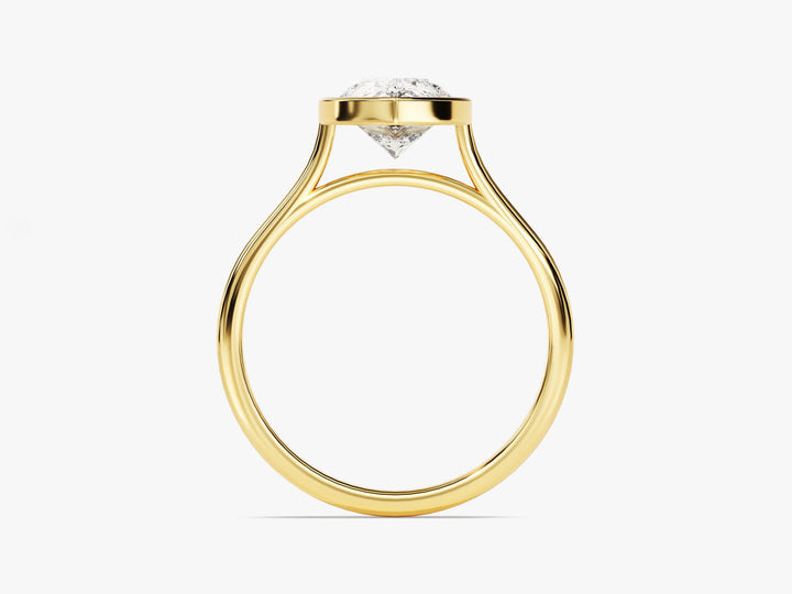 2.0CT Pear Cut Bezel Lab Grown Diamond Engagement Ring For Women