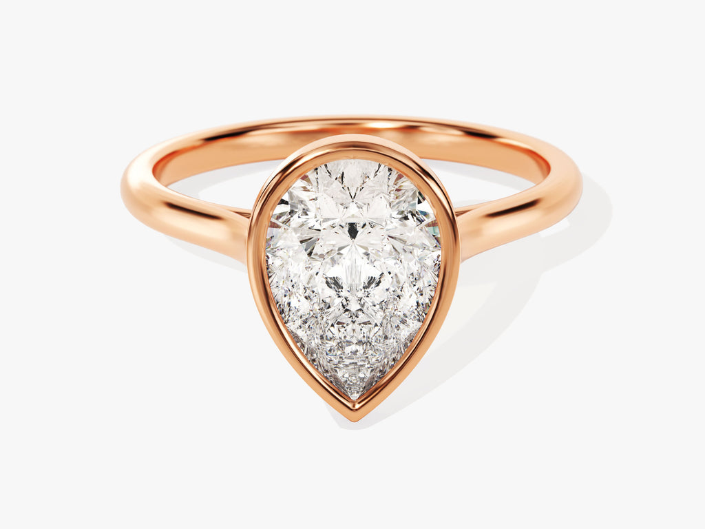 2.0CT Pear Cut Bezel Lab Grown Diamond Engagement Ring For Women