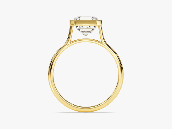 2.0CT Asscher Cut Bezel Lab Grown Diamond Engagement Ring For Women