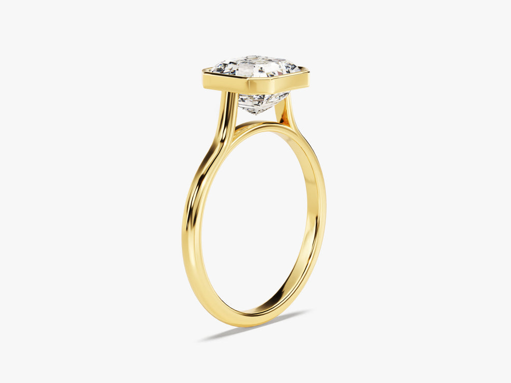 2.0CT Asscher Cut Bezel Lab Grown Diamond Engagement Ring For Women