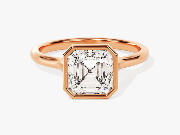 2.0CT Asscher Cut Bezel Lab Grown Diamond Engagement Ring For Women