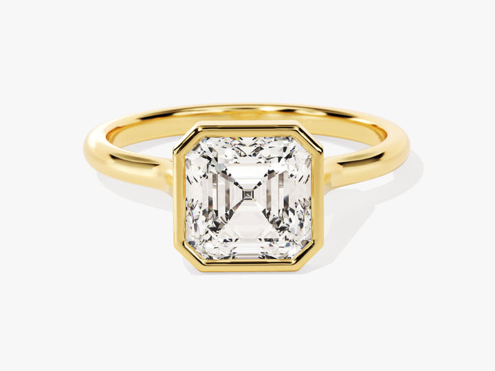 2.0CT Asscher Cut Bezel Lab Grown Diamond Engagement Ring For Women