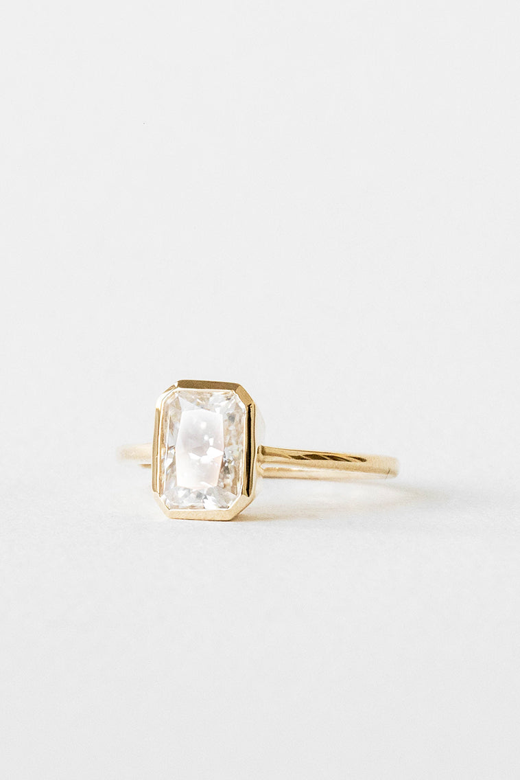 1.90CT Bezel Set Radiant  F-VS Lab Grown Diamond Ring with Curve Band