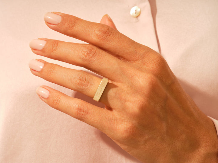 Elongated Rectangular Signet Ring For Women