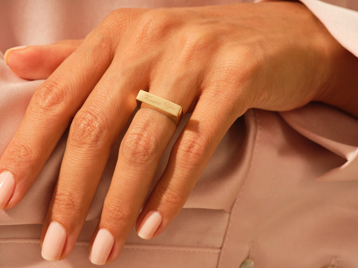 Elongated Rectangular Signet Ring For Women