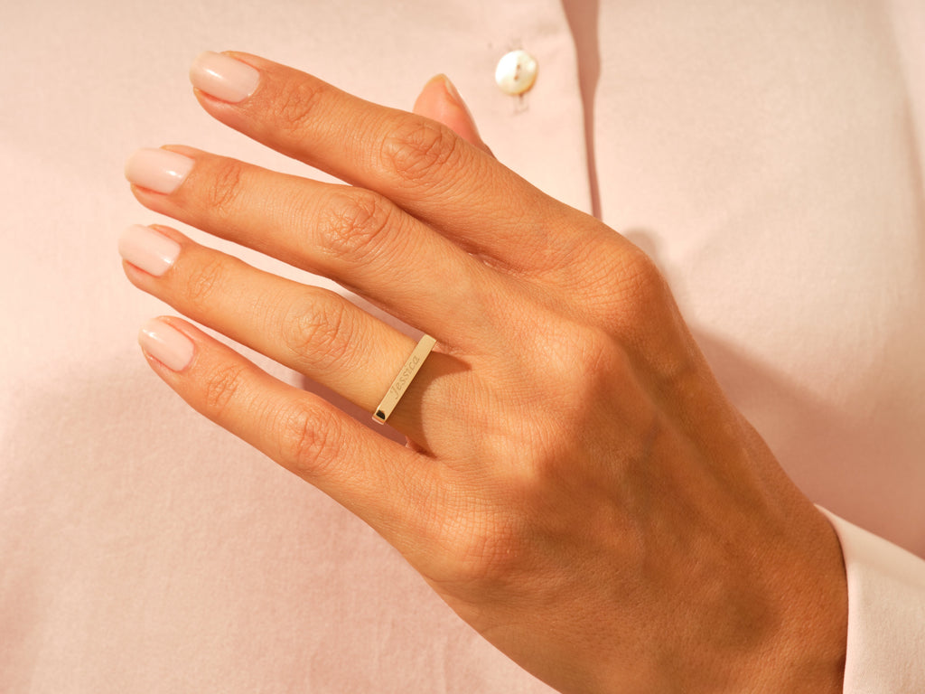 Elongated Rectangular Signet Ring For Women
