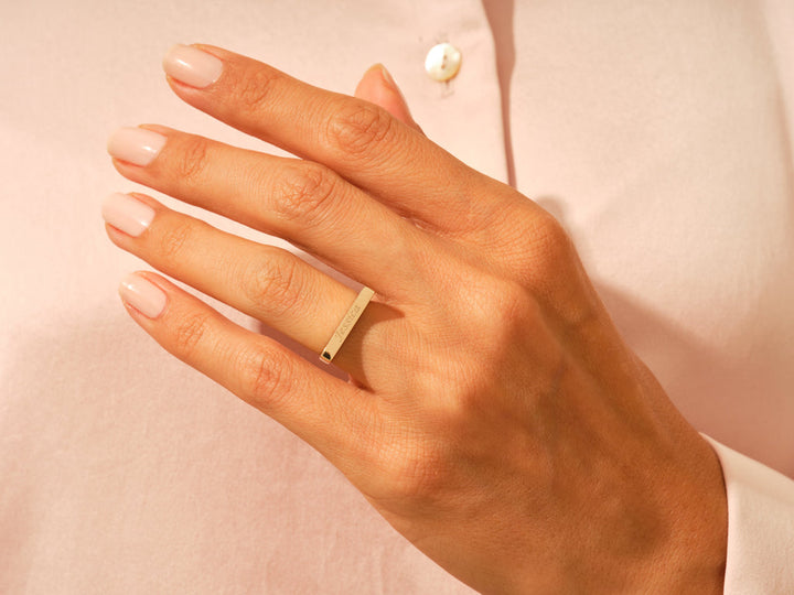 Elongated Rectangular Signet Ring For Women