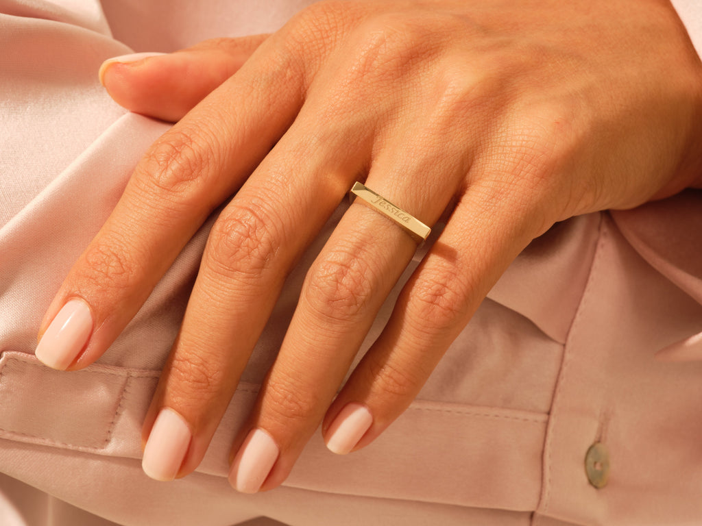 Elongated Rectangular Signet Ring For Women