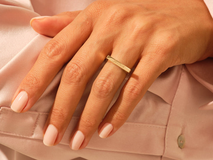 Elongated Rectangular Signet Ring For Women