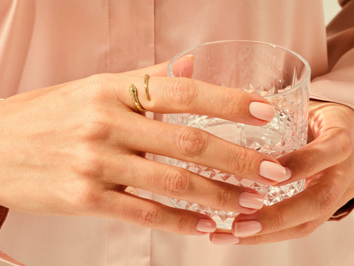 Minimalist Snake Ring with Diamonds For Women