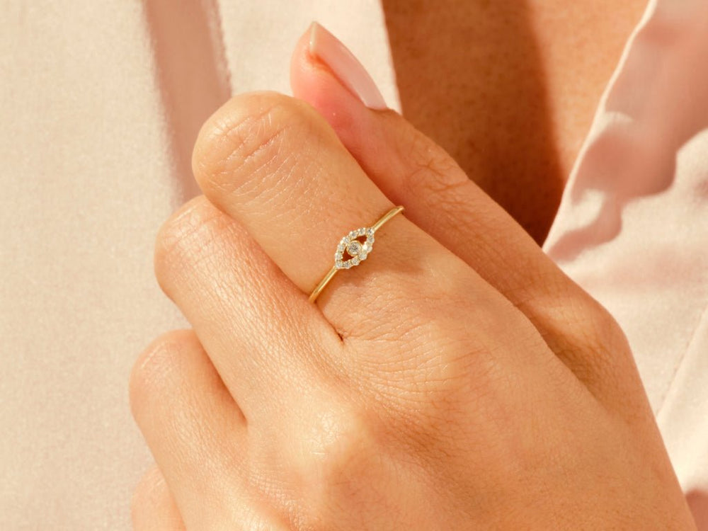 Round Diamond Evil Eye Ring For Women - Doozy Diamonds