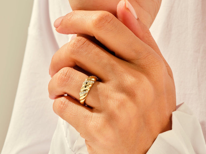 Pave Round Lab Diamond Croissant Ring For Women