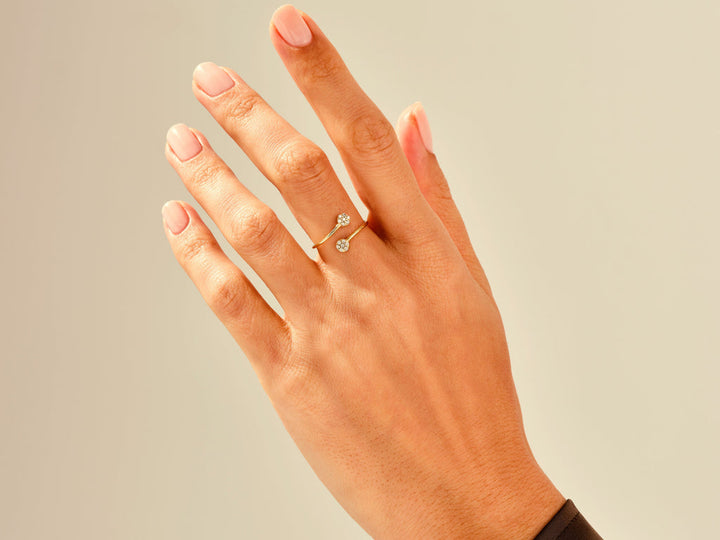Round Flower Diamond Bypass Engagement Ring