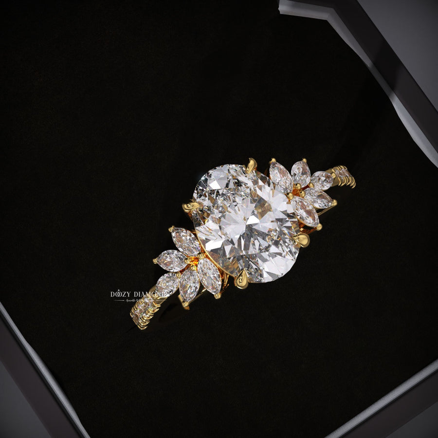 Oval Lab Grown Diamond
Cluster Engagement Ring
E Color Diamond Ring
VS2 Clarity Lab Diamond