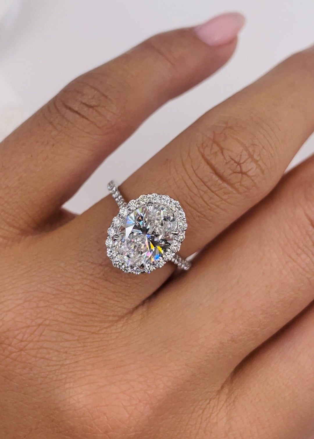 oval diamond halo ring, oval diamond center stone, E color VS clarity diamond,