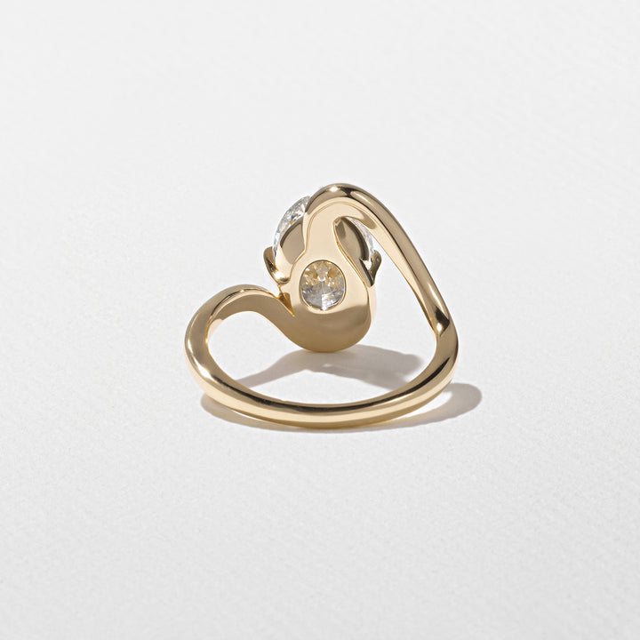 2.0CT Oval E - VS Lab Grown Unique Wave Wedding Ring With Plain Curve Band - Doozy Diamonds