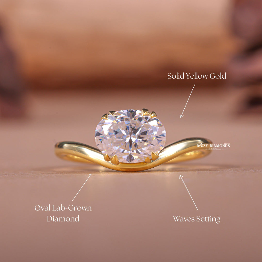 East-West ring in 14K gold, Buy oval East-West diamond ring, Emerald cut East-West diamond ring, Exclusive East-West diamond rings, GIA certified East-West rings, East-West engagement rings under $2000,