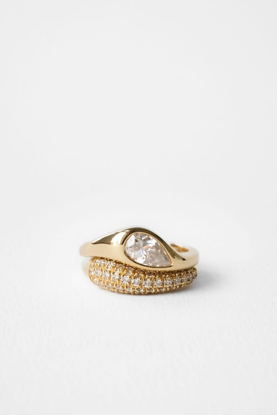 1.0CT East West Pear Cut F - VS Lab Grown Diamond Unique Bridal Ring Set - Doozy Diamonds