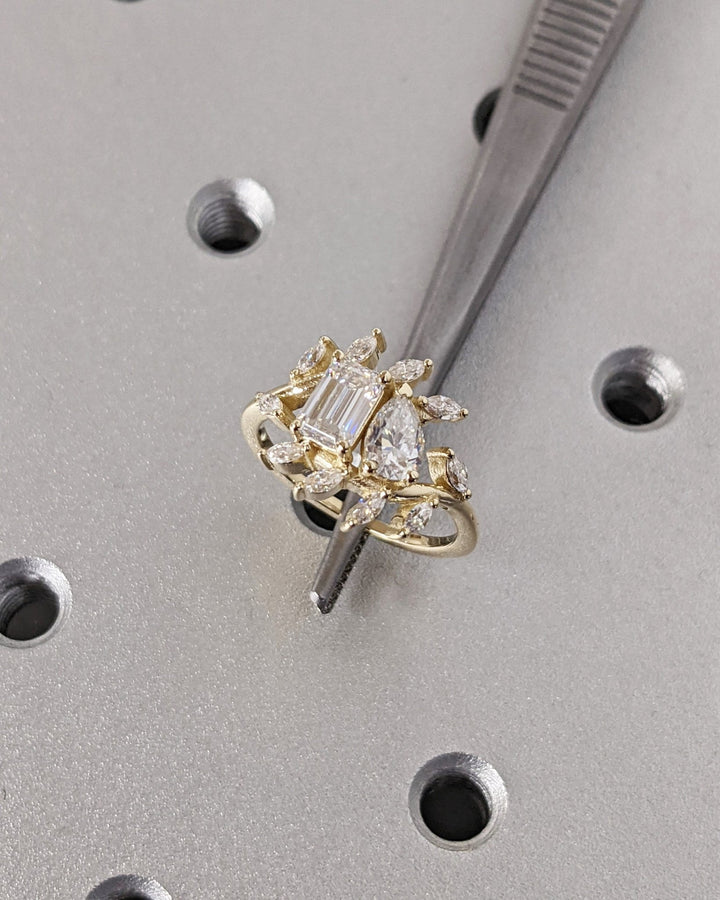 emerald and pear diamond design